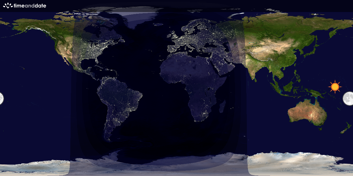 Verdenskart som viser dag og natt 