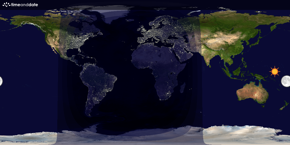 Verdenskart som viser dag og natt 