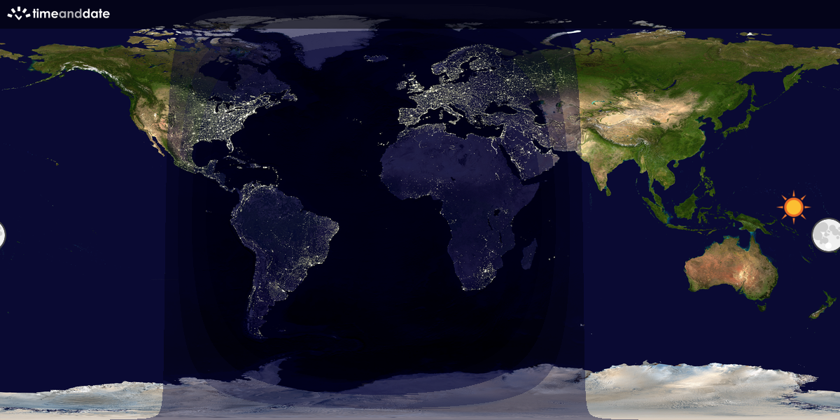Verdenskart som viser dag og natt 