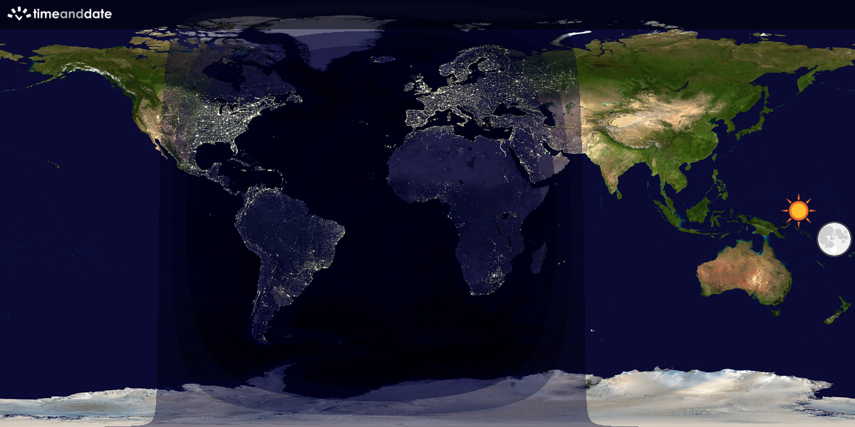 Verdenskart som viser dag og natt 