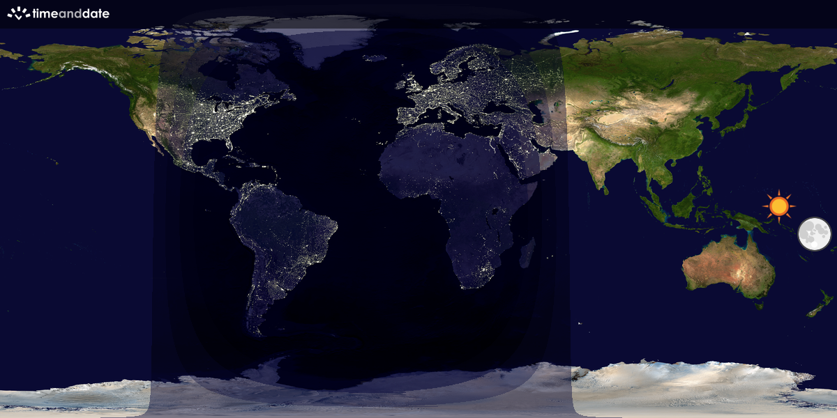 Verdenskart som viser dag og natt 