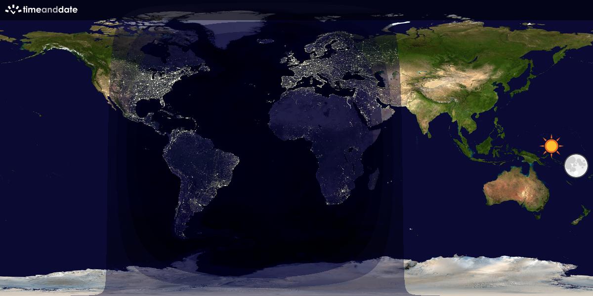 Verdenskart som viser dag og natt 