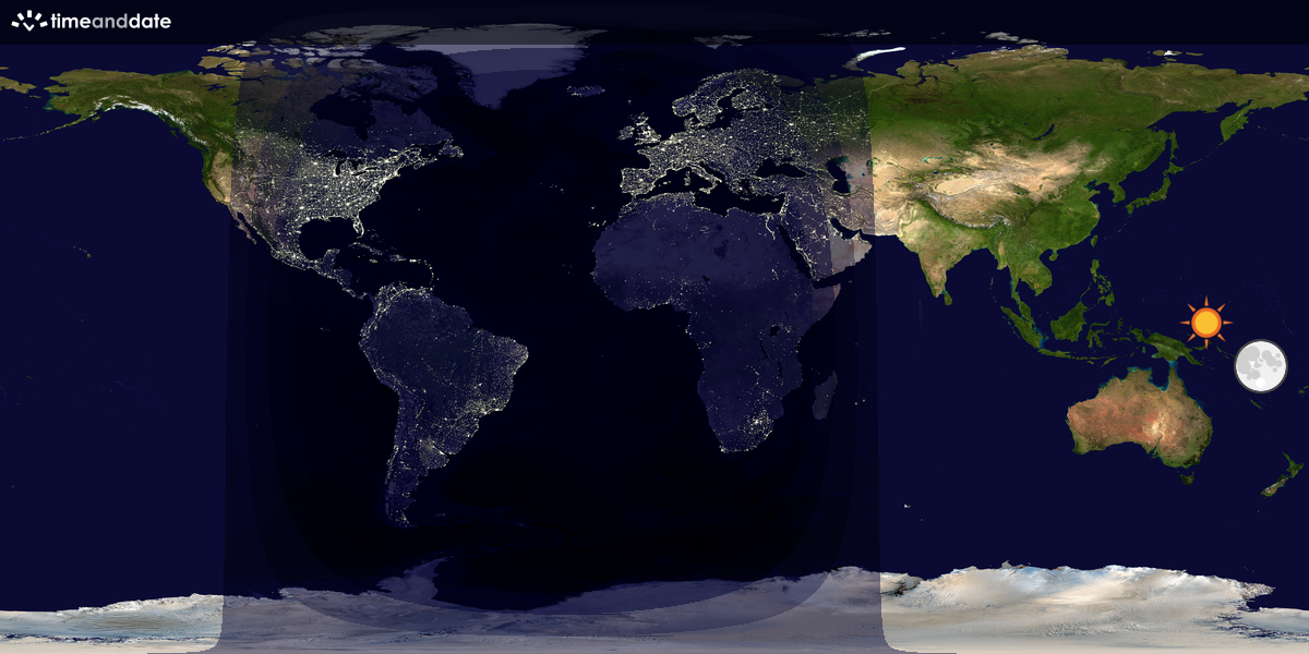 Verdenskart som viser dag og natt 