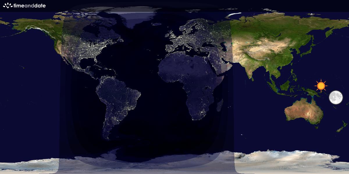 Verdenskart som viser dag og natt 