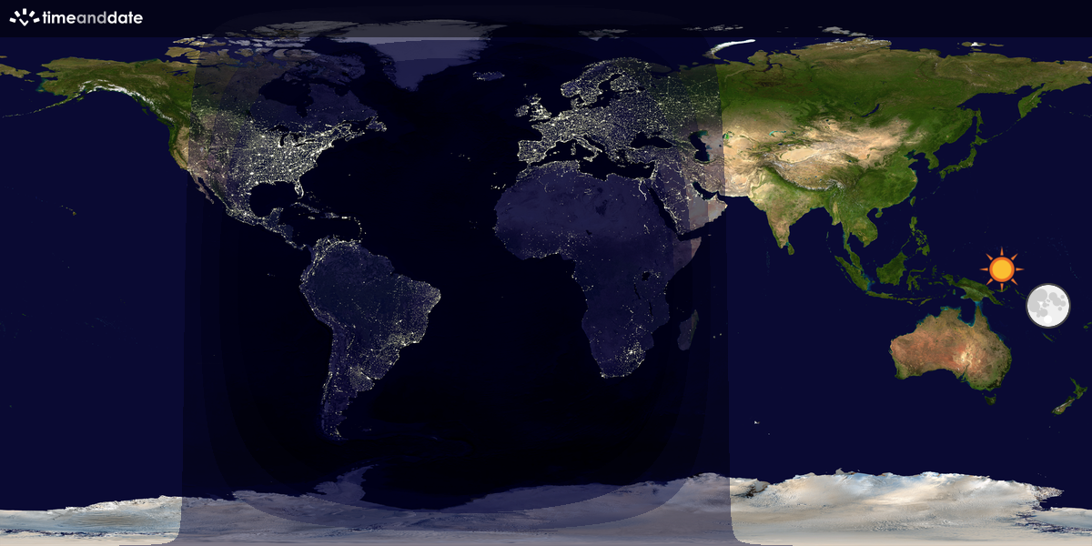 Verdenskart som viser dag og natt 