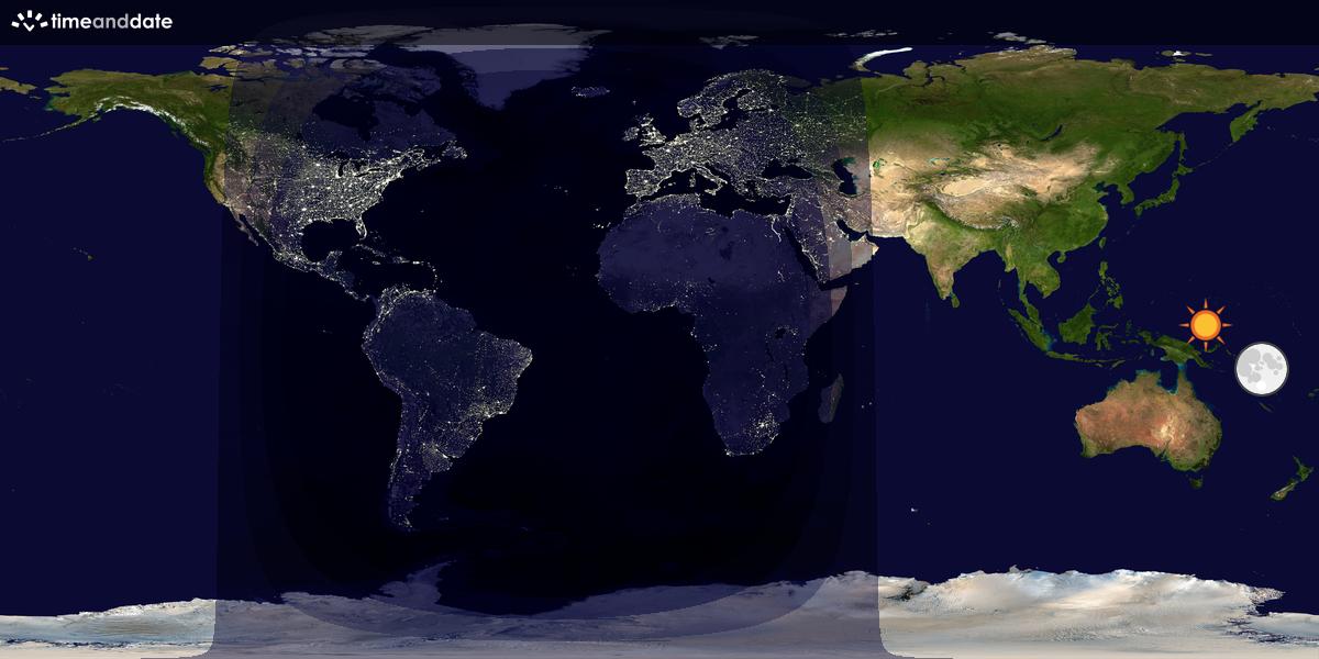 Verdenskart som viser dag og natt 