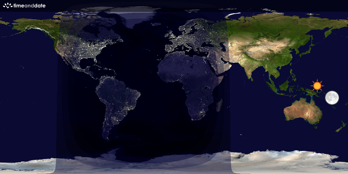 Verdenskart som viser dag og natt 