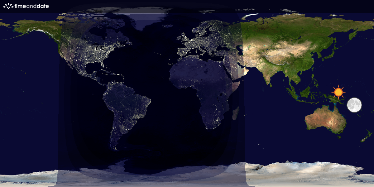 Verdenskart som viser dag og natt 