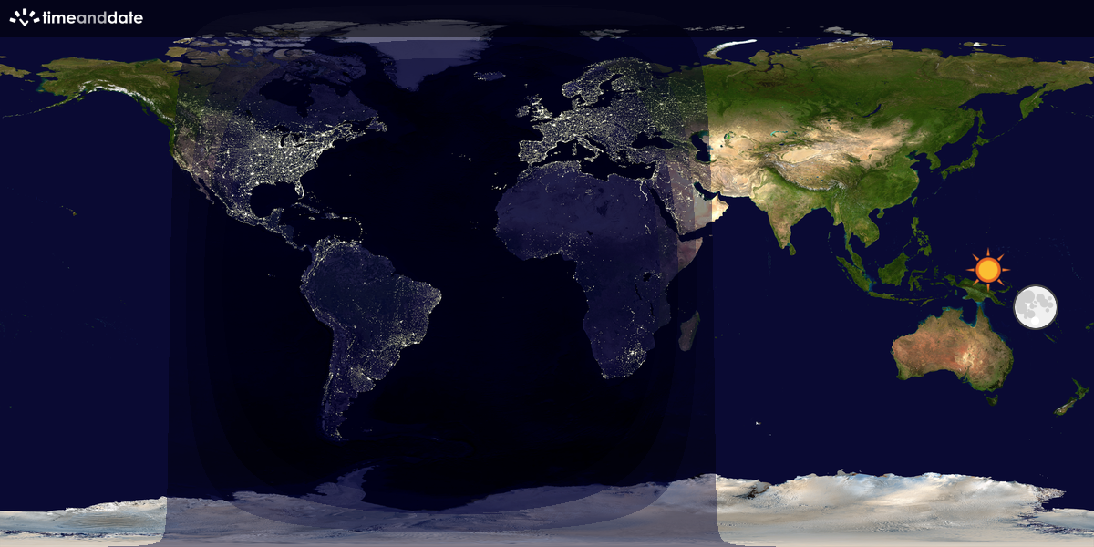 Verdenskart som viser dag og natt 