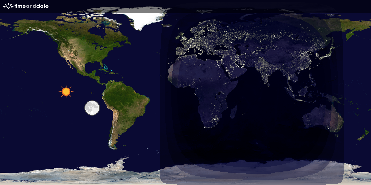 Verdenskart som viser dag og natt 