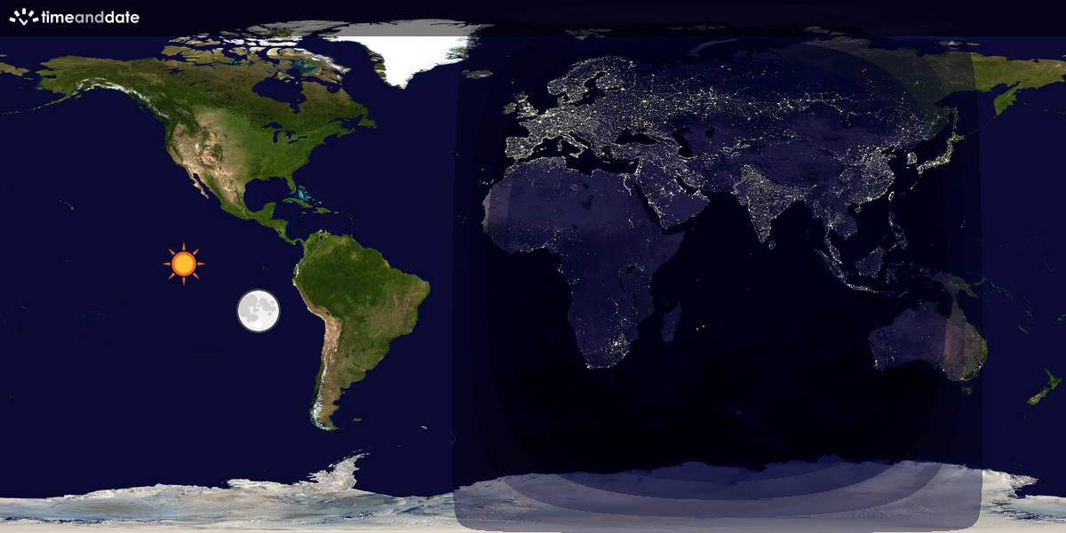 Verdenskart som viser dag og natt 