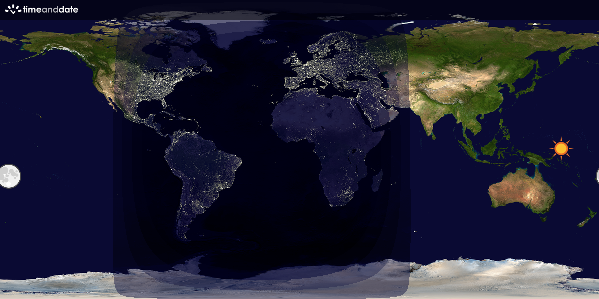 Verdenskart som viser dag og natt 