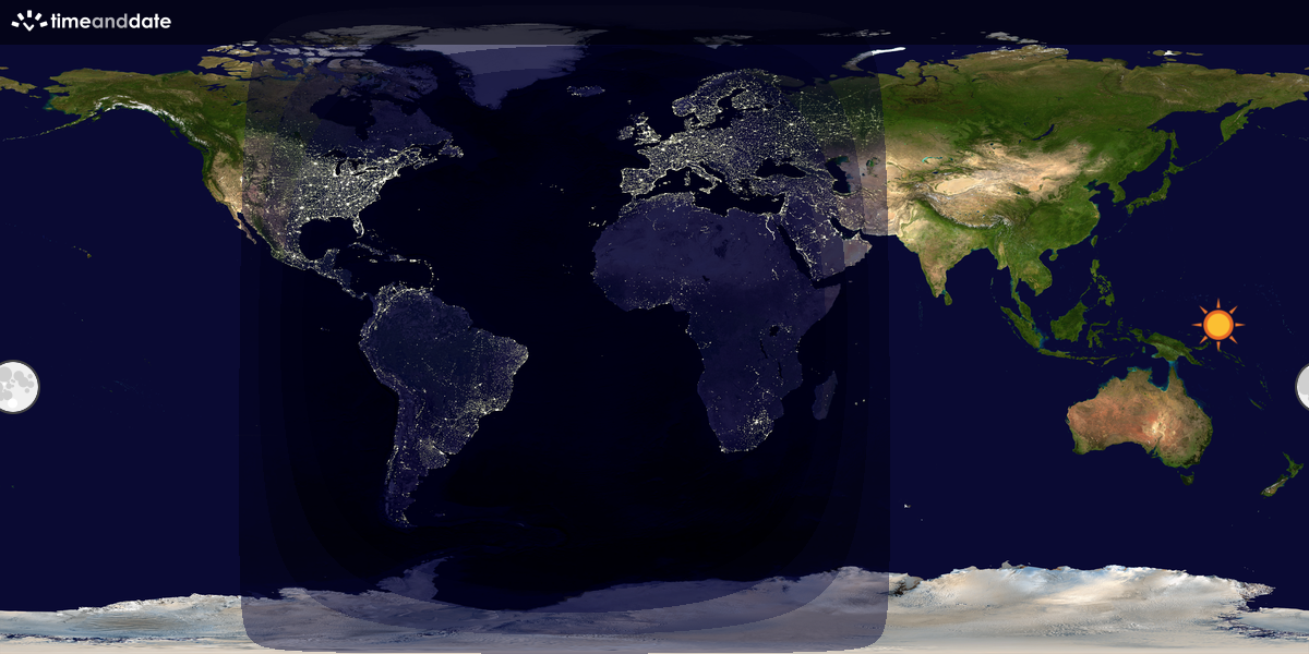 Verdenskart som viser dag og natt 