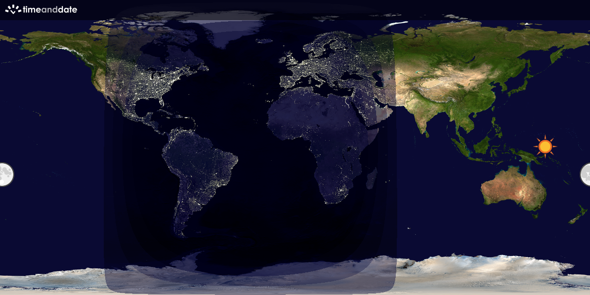 Verdenskart som viser dag og natt 