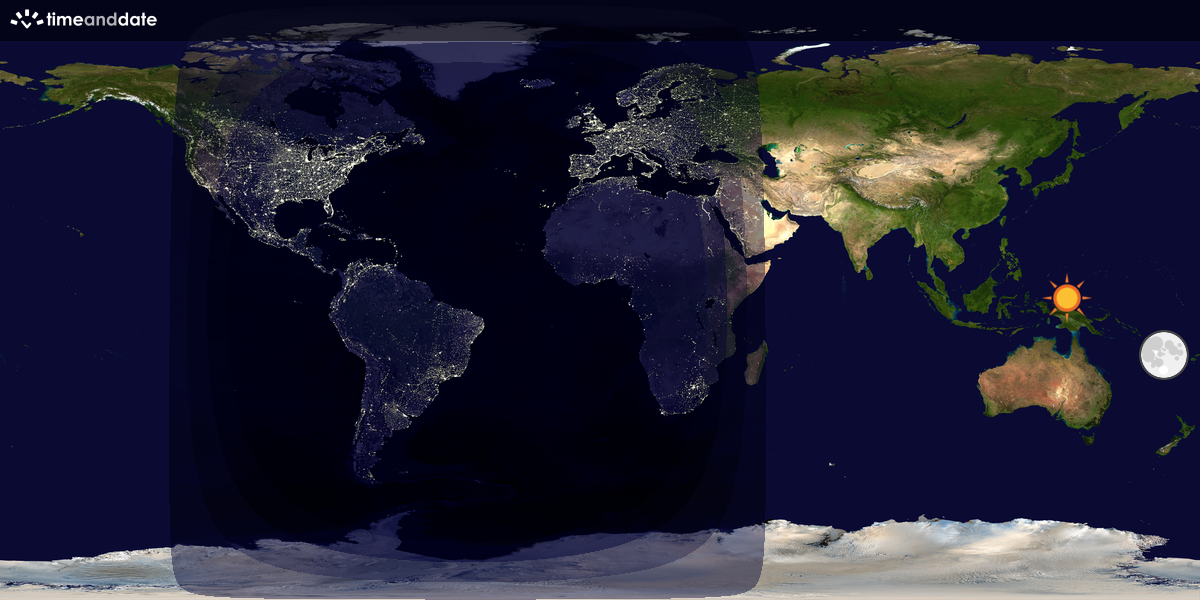 Verdenskart som viser dag og natt 