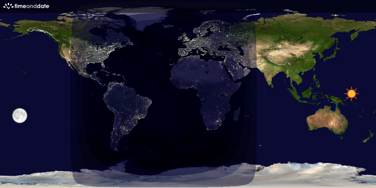 Verdenskart som viser dag og natt 