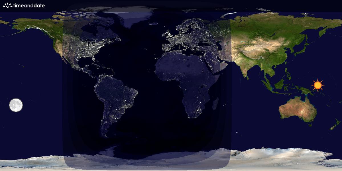 Verdenskart som viser dag og natt 