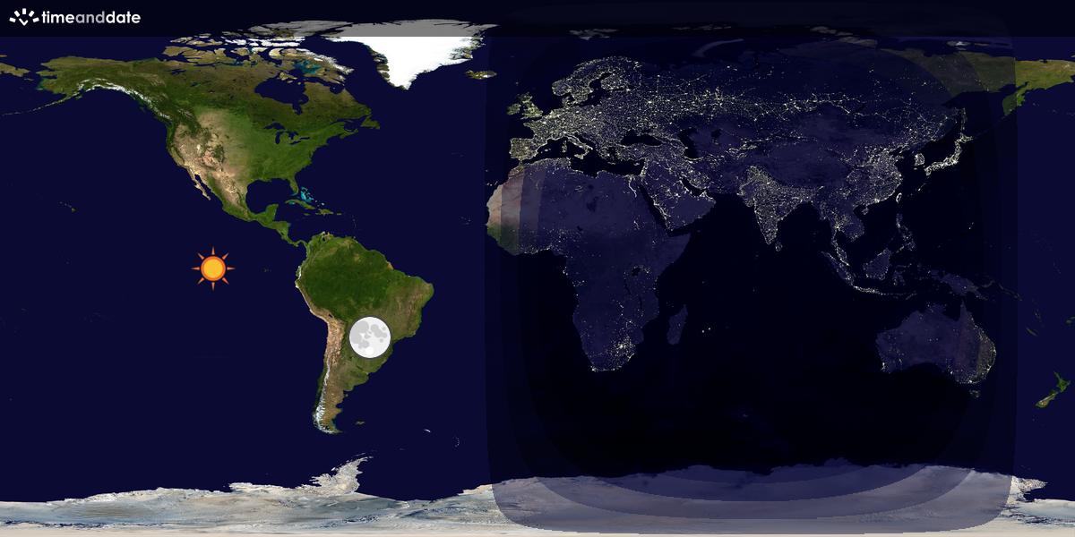 Verdenskart som viser dag og natt 