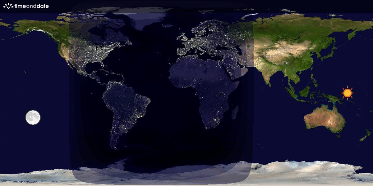 Verdenskart som viser dag og natt 