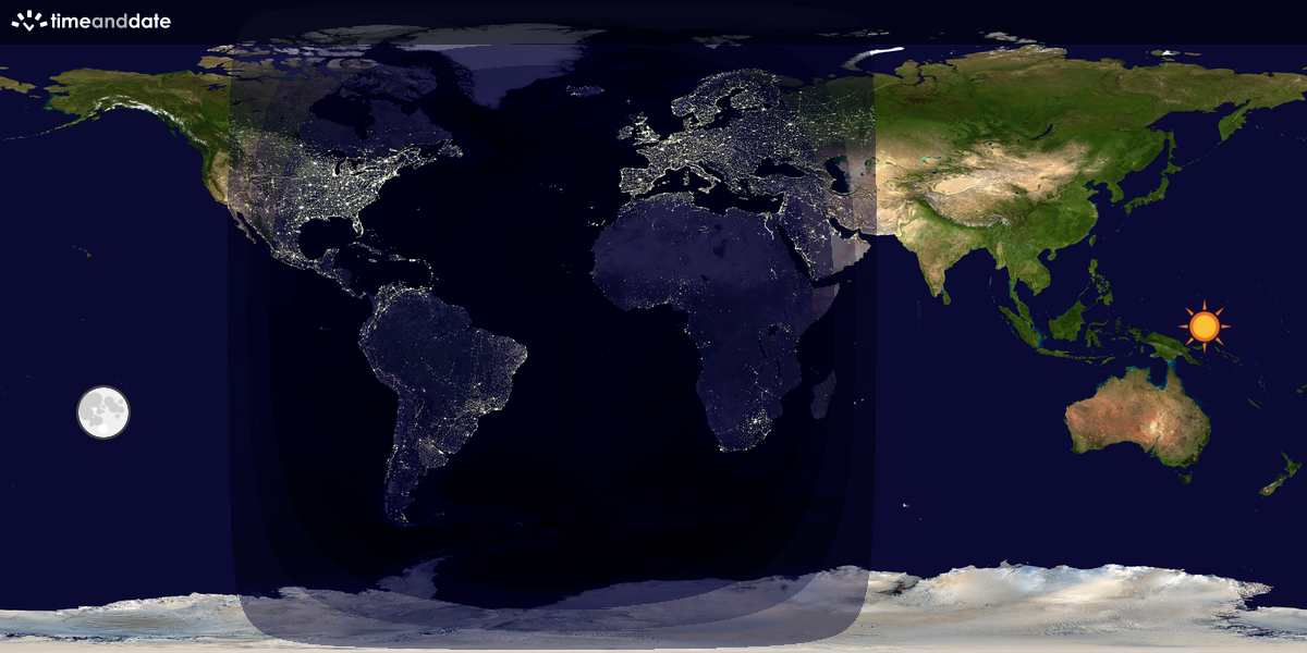 Verdenskart som viser dag og natt 