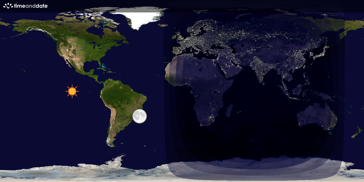 Verdenskart som viser dag og natt 