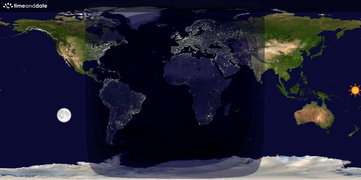 Verdenskart som viser dag og natt 