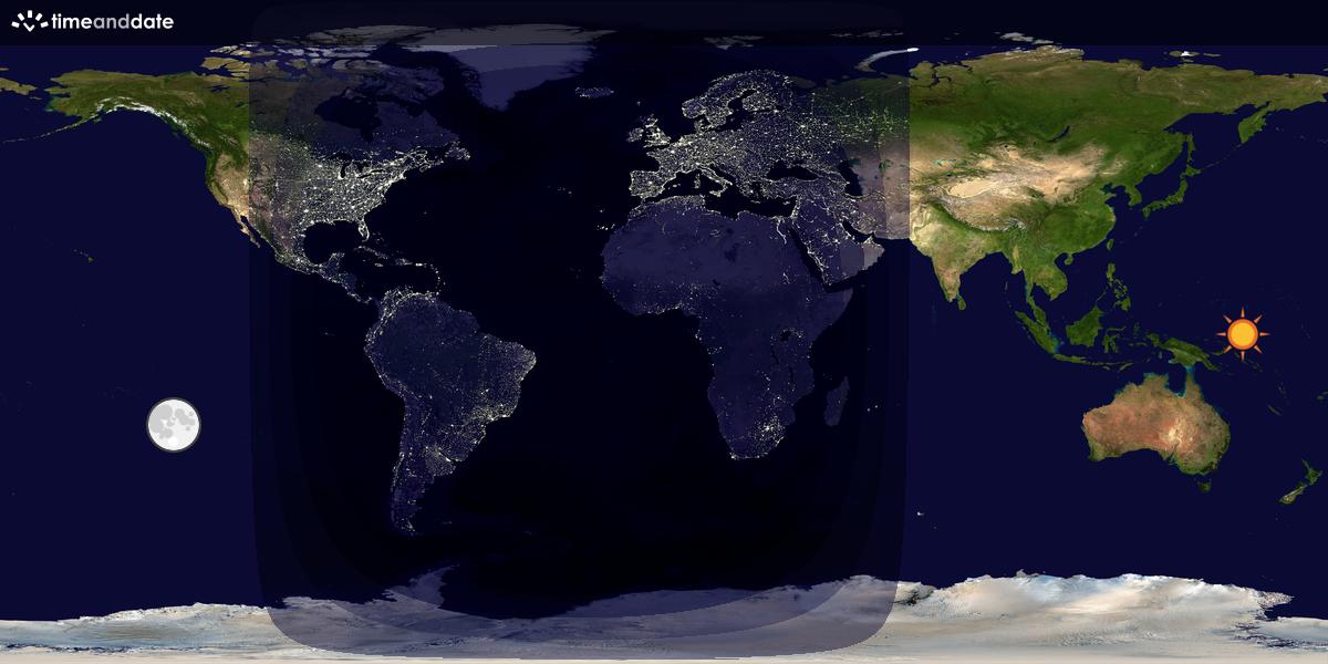 Verdenskart som viser dag og natt 