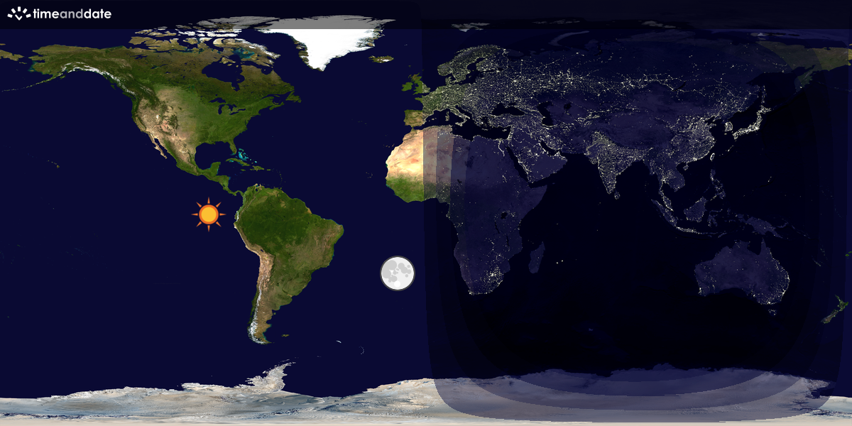 Verdenskart som viser dag og natt 