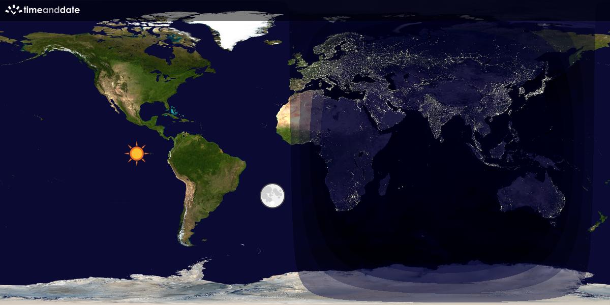 Verdenskart som viser dag og natt 