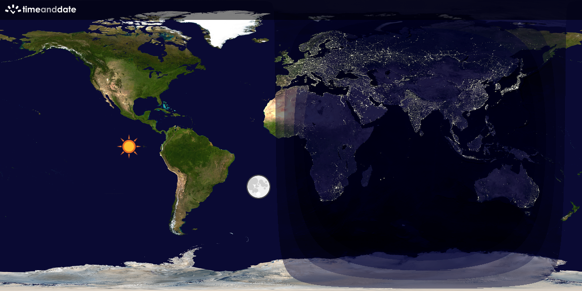 Verdenskart som viser dag og natt 