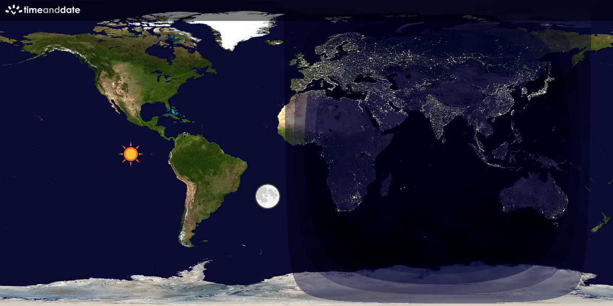 Verdenskart som viser dag og natt 