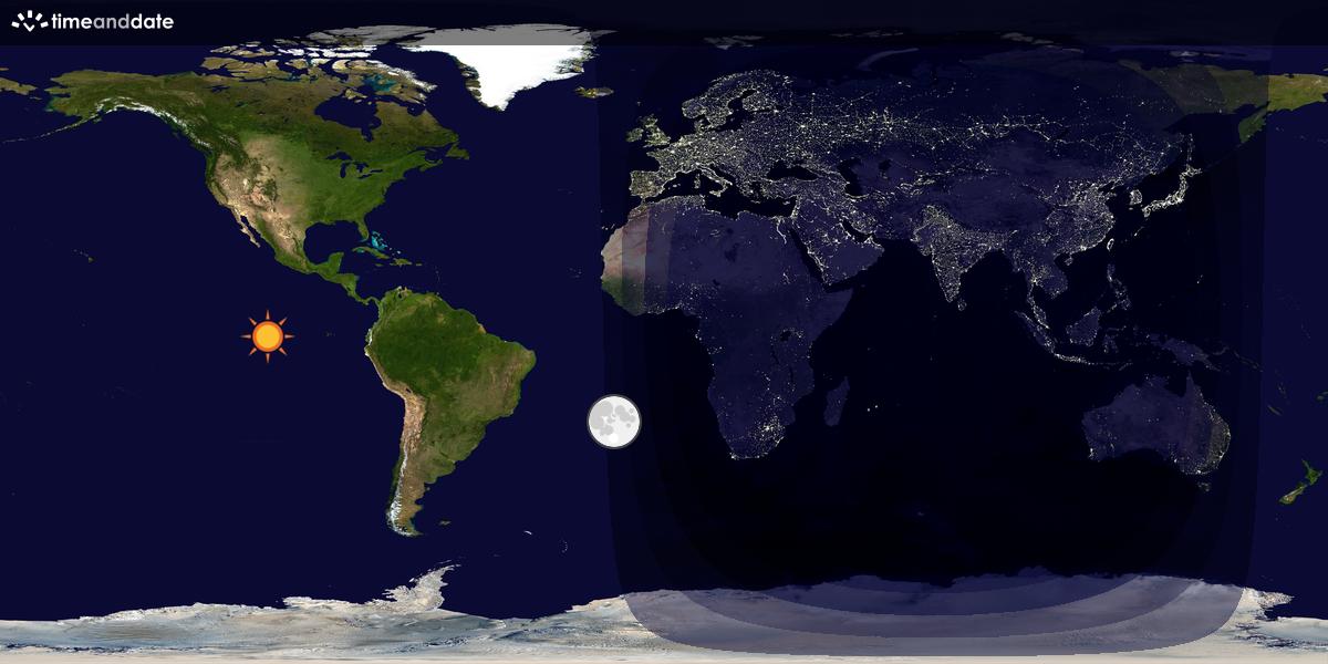Verdenskart som viser dag og natt 