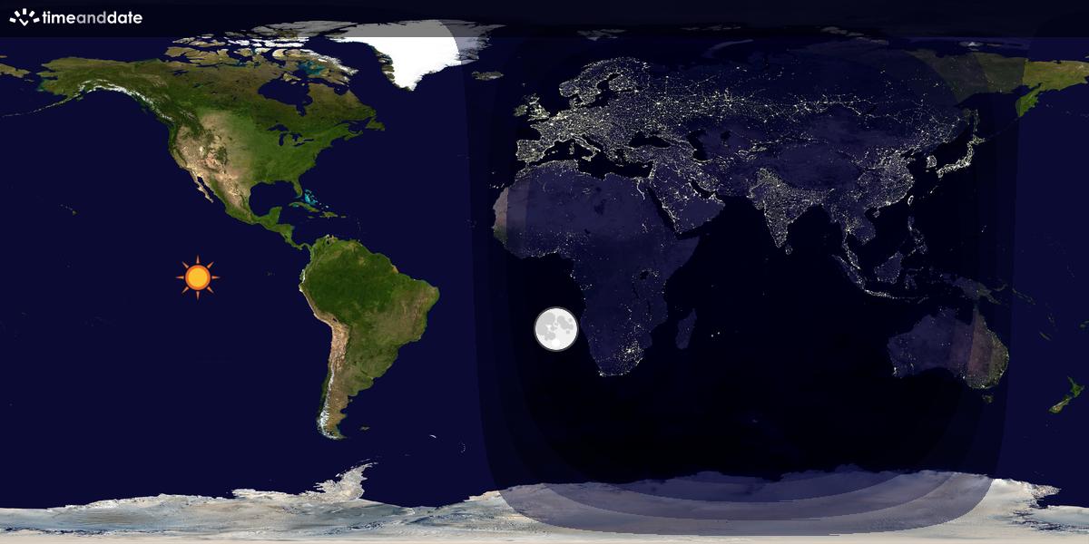 Verdenskart som viser dag og natt 