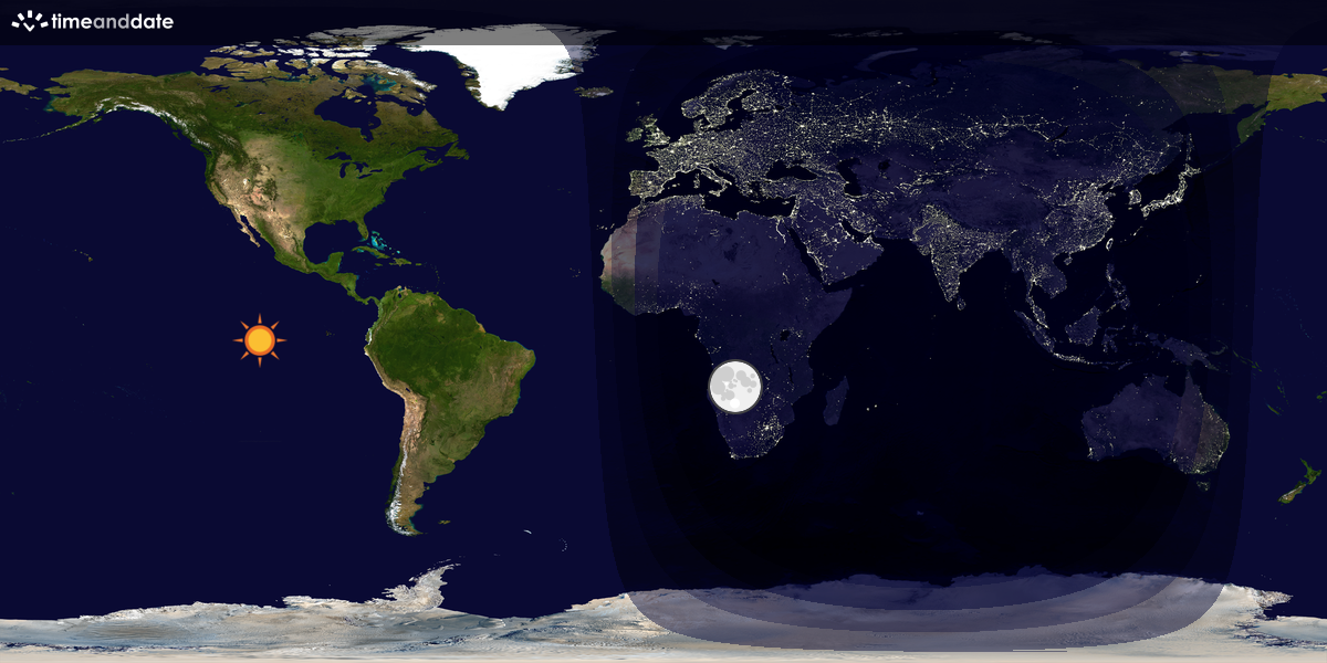 Verdenskart som viser dag og natt 