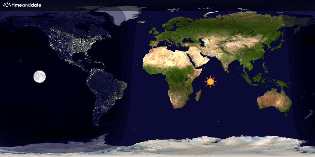 Verdenskart som viser dag og natt 