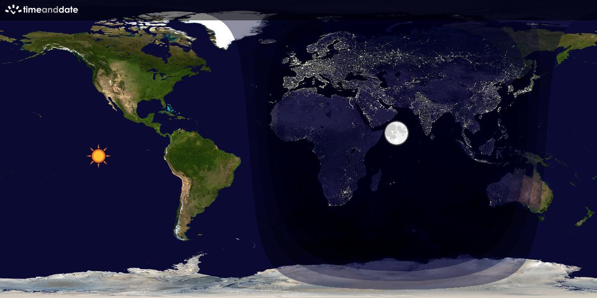 Verdenskart som viser dag og natt 