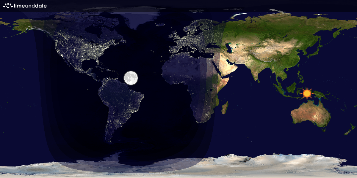 Verdenskart som viser dag og natt 