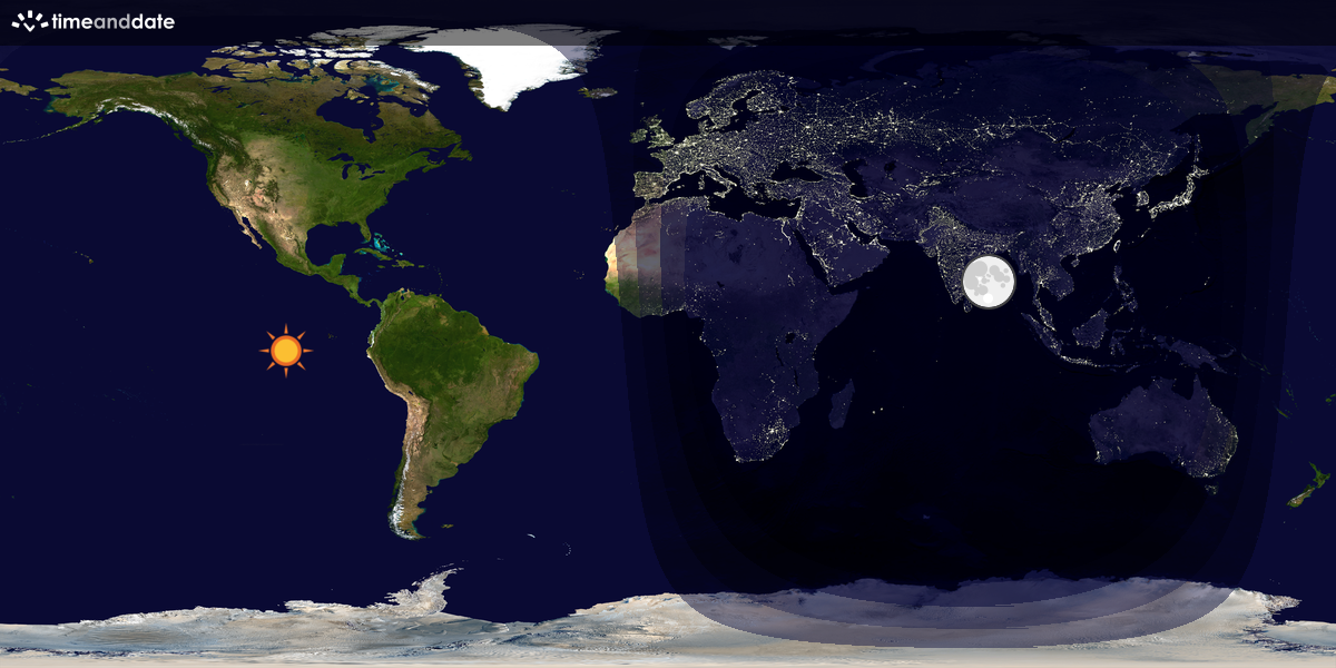 Verdenskart som viser dag og natt 