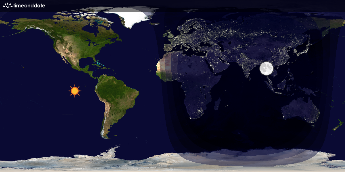 Verdenskart som viser dag og natt 