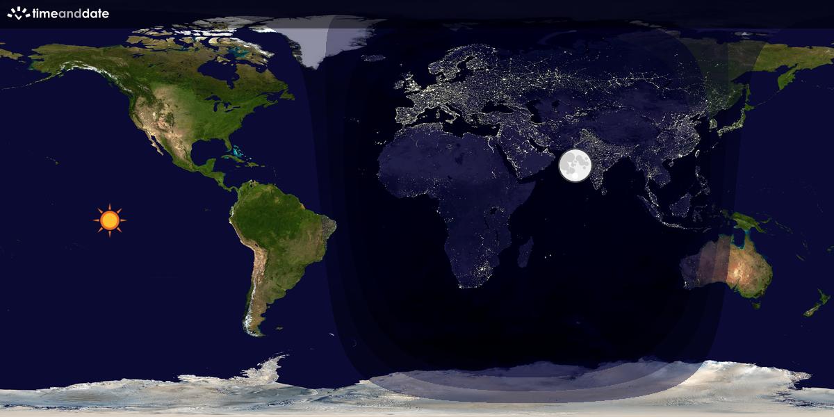 Verdenskart som viser dag og natt 