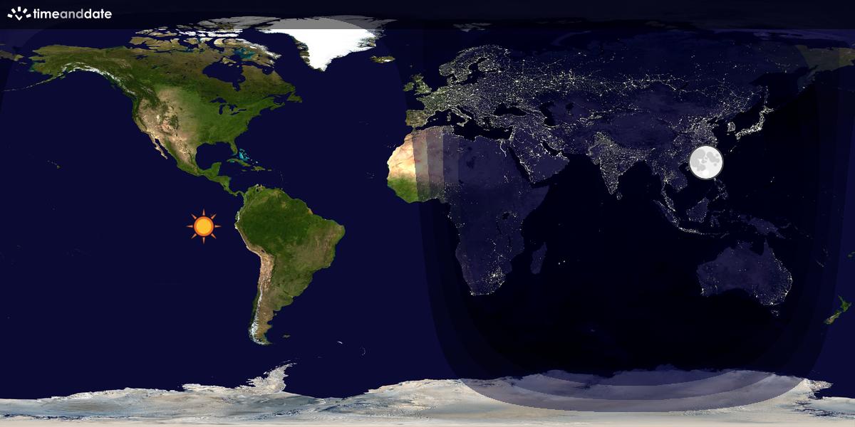 Verdenskart som viser dag og natt 