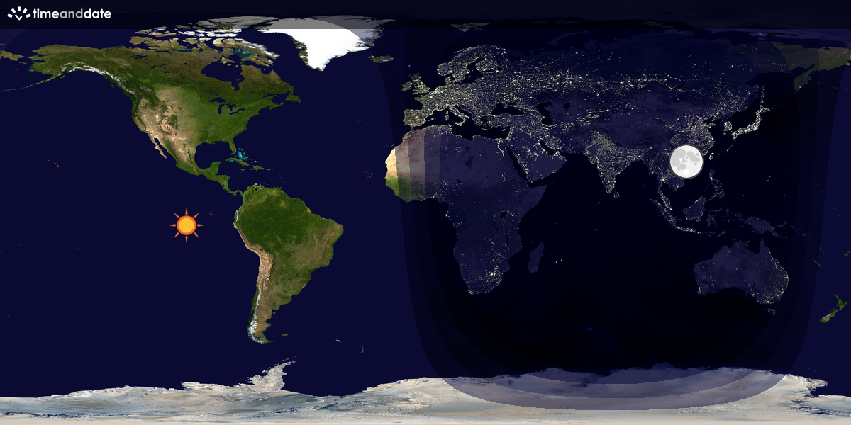 Verdenskart som viser dag og natt 