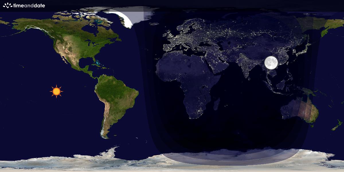 Verdenskart som viser dag og natt 