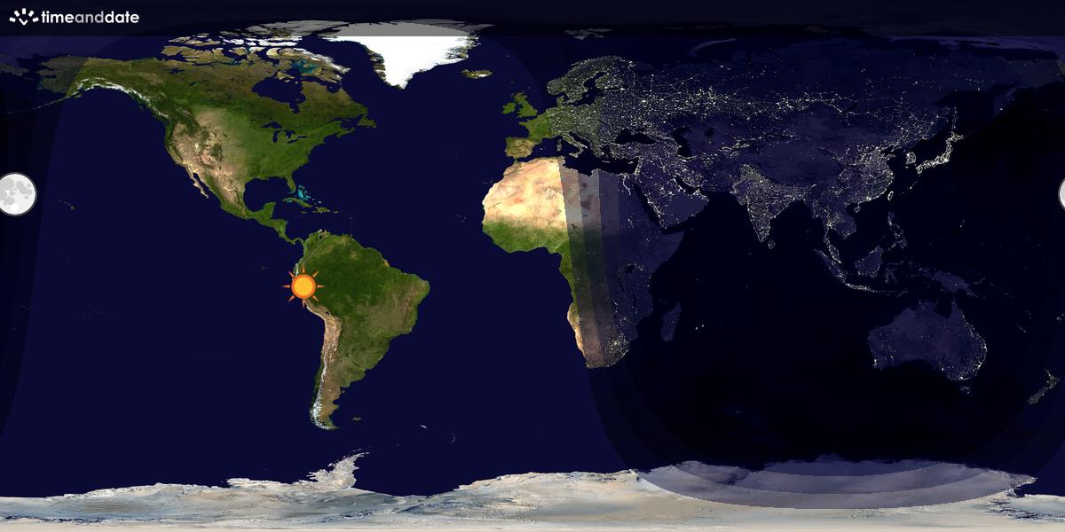 Verdenskart som viser dag og natt 