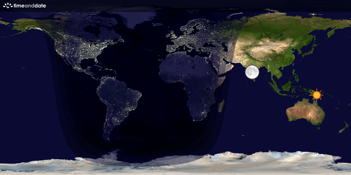 Verdenskart som viser dag og natt 