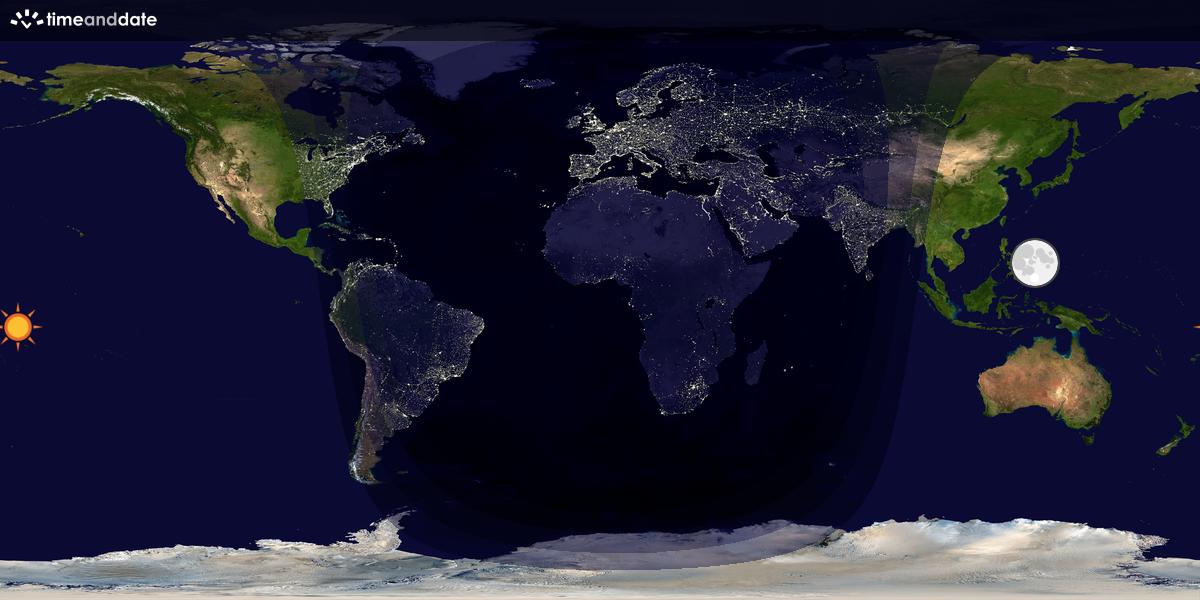 Verdenskart som viser dag og natt 