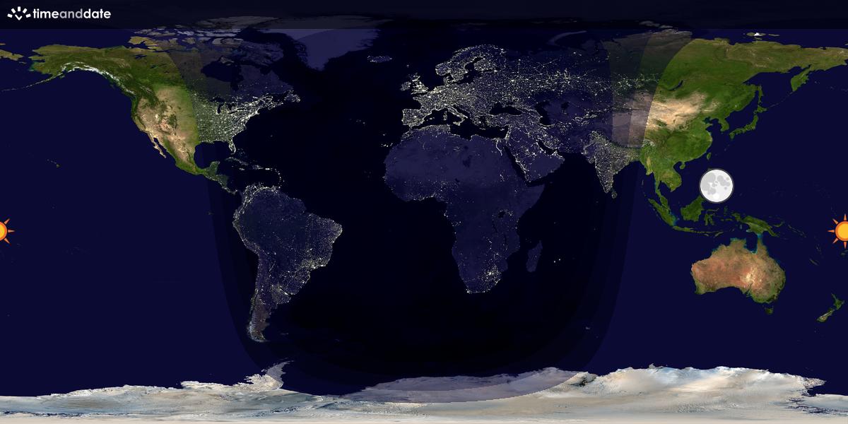 Verdenskart som viser dag og natt 