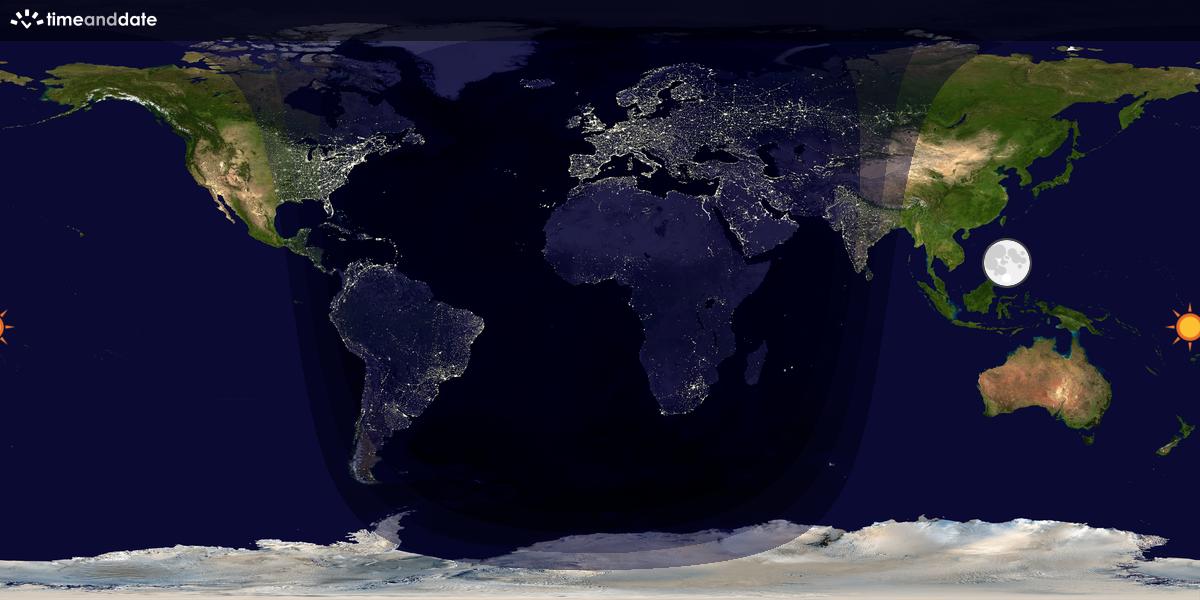 Verdenskart som viser dag og natt 