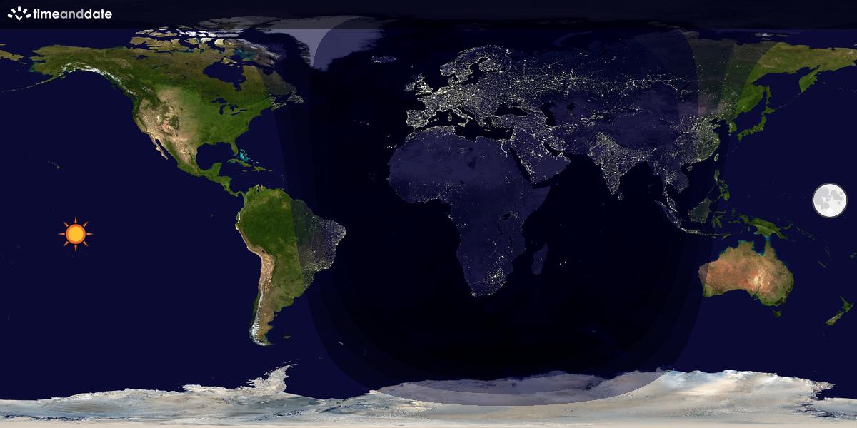 Verdenskart som viser dag og natt 