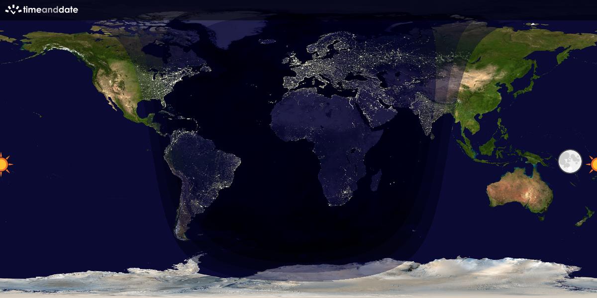 Verdenskart som viser dag og natt 